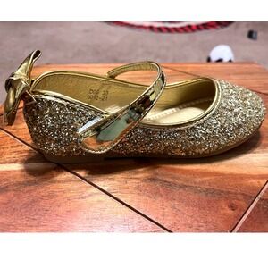 BoBo Angel Girls Gold‎ Glitter Bow Mary Jane Shoes Size EU30/US12